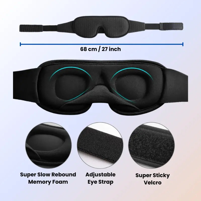 sleepsilk super sticky velcro sleep mask with dimensions